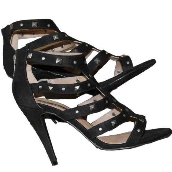 Black Strappy Platform Stiletto Sandal Pumps Size 9 New/Display - Picture 1 of 11